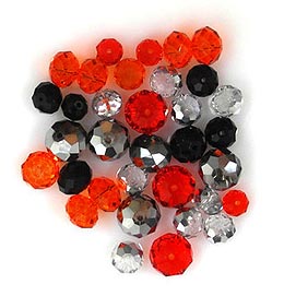 Glasschliffperlen 100g 10-16mm rot-grau-schwarz